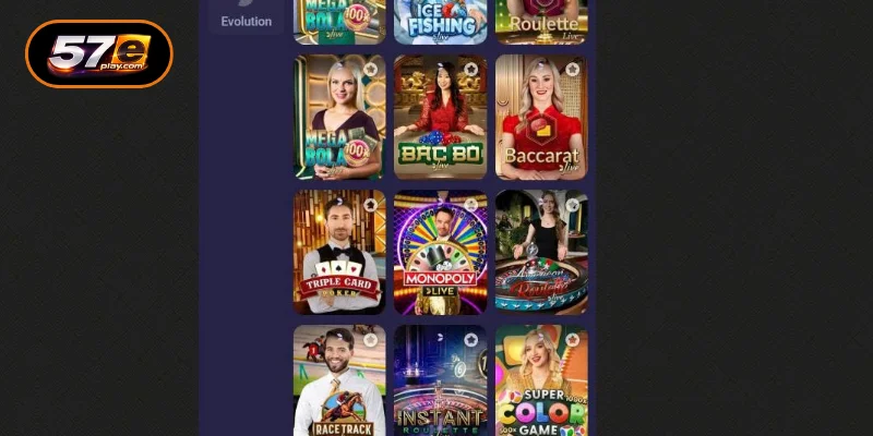 Popular Live Dealer Titles at 57E Live Casino